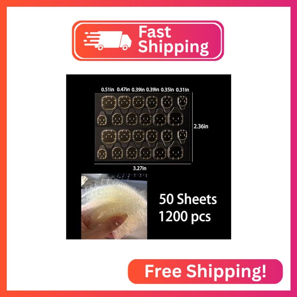 1200 Pcs 50 Sheets Nail Adhesive Tabs Nail Glue Stickers for Press ons Adhesive