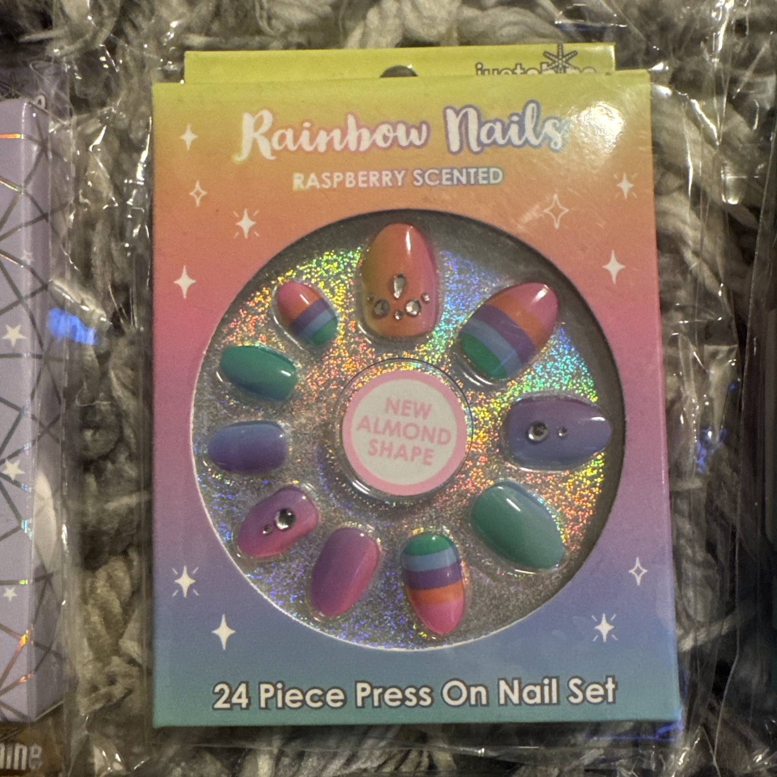(6x) Justice 24pc Press On Nail Set Lot Rainbow Sparkle Metallic Girls New NIB