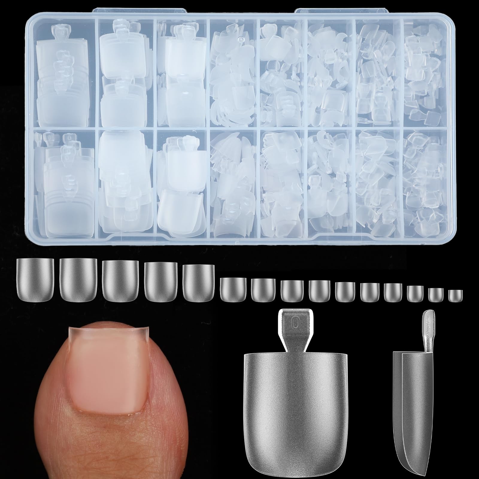 300 Pcs Gel X Toe Nail Tips, 15 Sizes Extra Wide Large Toenail Tips Full Cove…