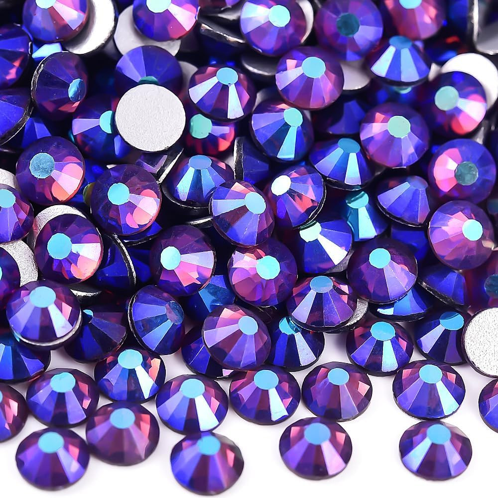 Flat Back Crystal Rhinestones round Gems for Nail Art and Craft Glue Fix,Dk.Amet