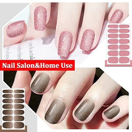 24 Sheets Full Nail Wraps Gradient Glitter Nail Polish Gradient Glitter Style