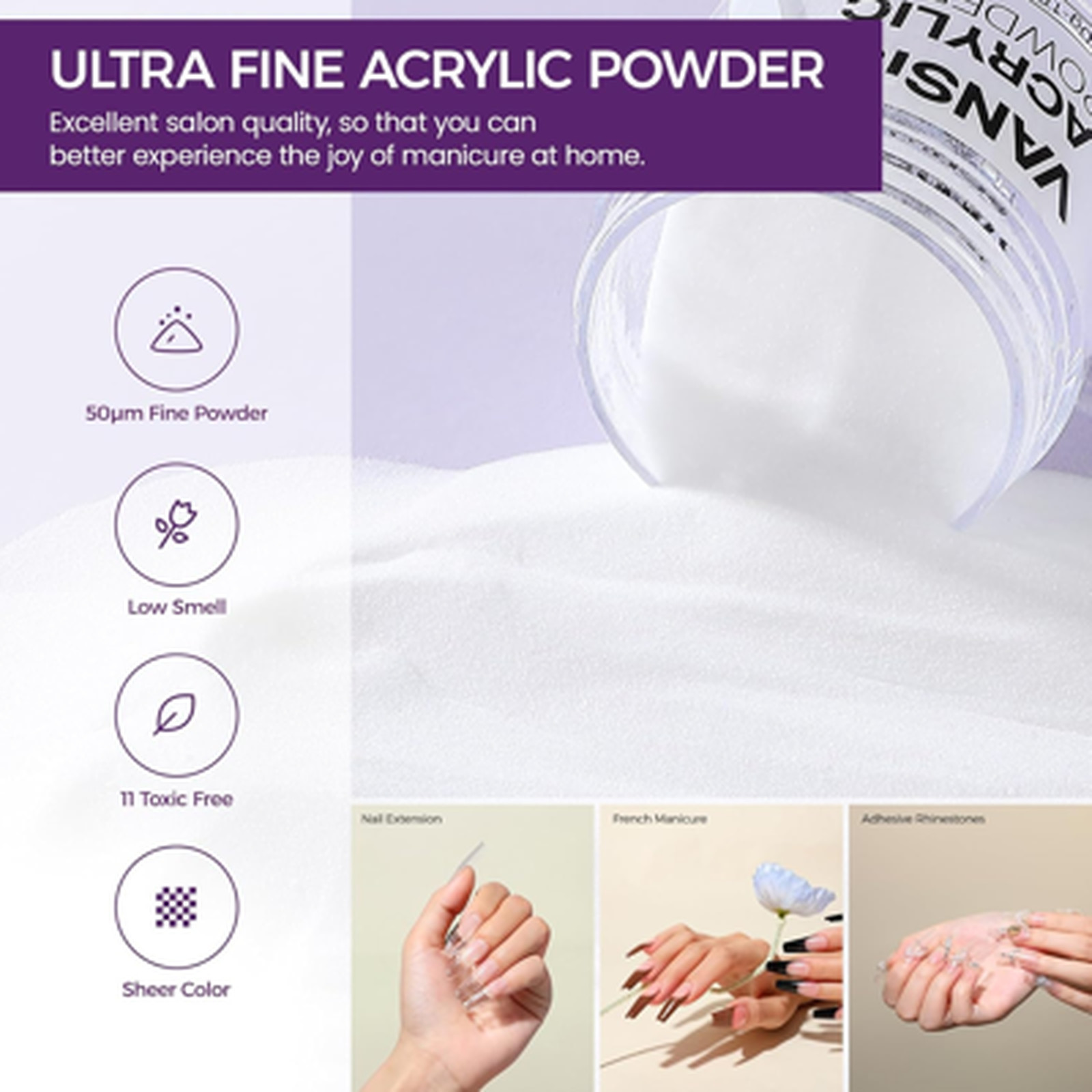 Acrylic Nail Kit Clear Powder Liquid Set with Nail Brush Forms for Home and