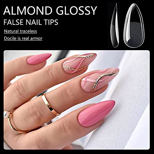 240pcs Almond Nail Tips Clear Full Cover Medium Length Short Medium Almond