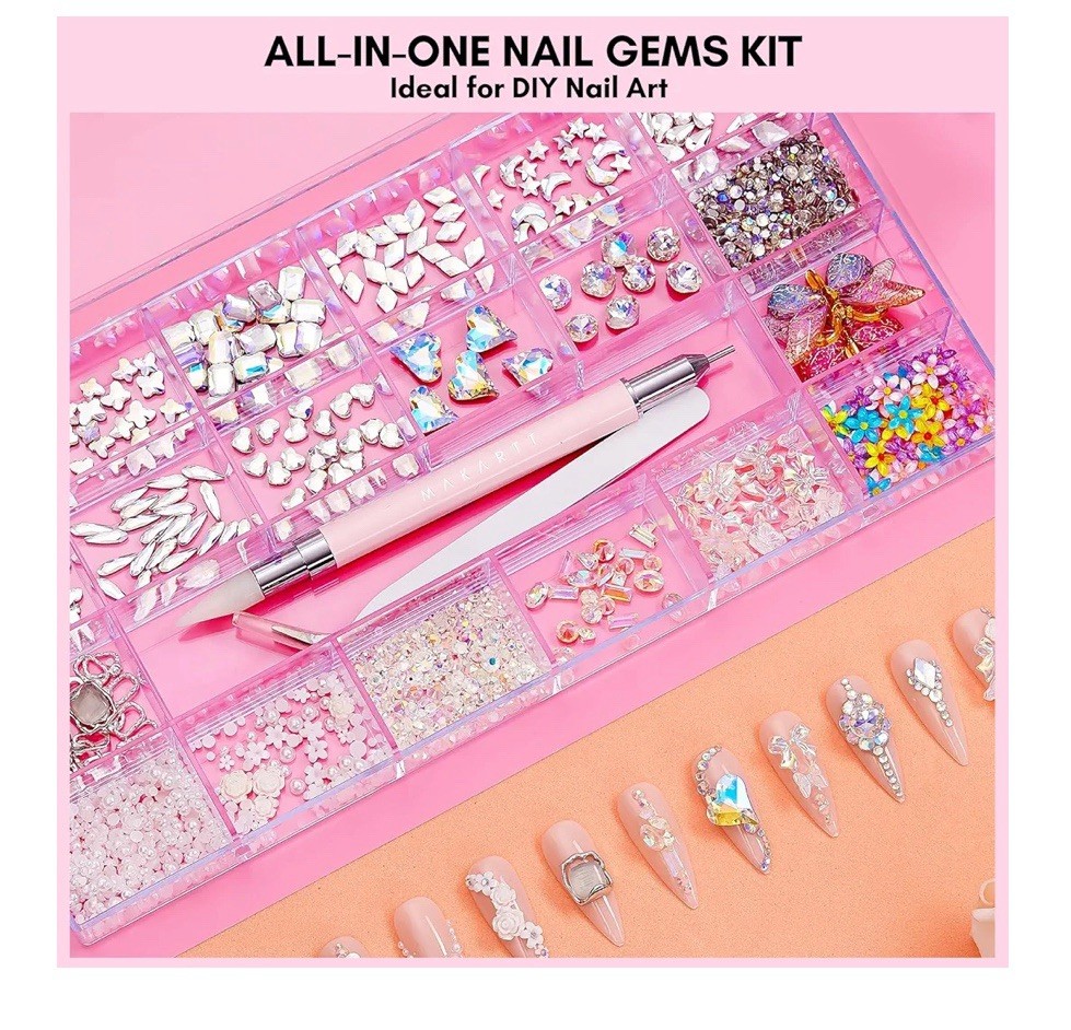 Makartt Nail Art Rhinestone Kit, Nail Charms Pearls 3D With Duel End Picker Pen