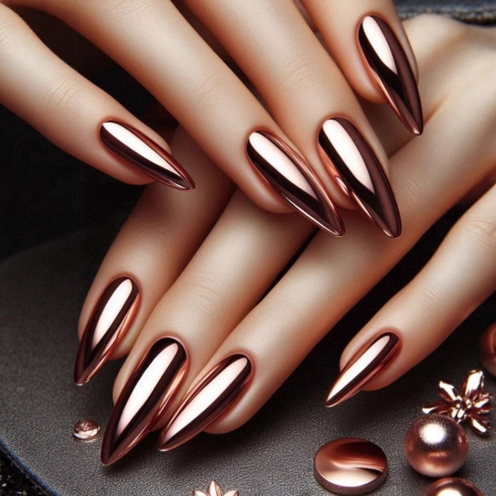 24pcs Long Almond Dopamine Press-On Nails, Multi-Color Glossy Trendy Minimalist