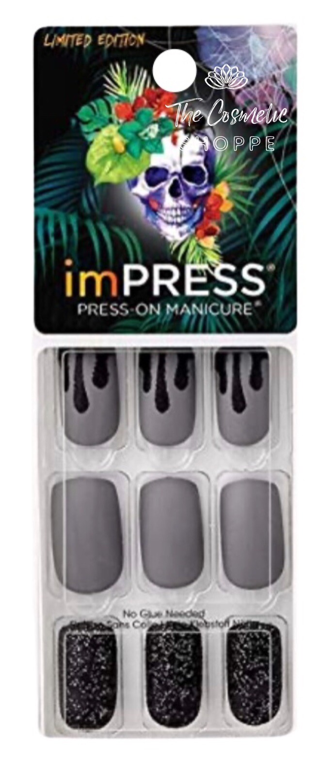 imPRESS Press on Manicure Medium Length Matte Black Nails Dark Night x1