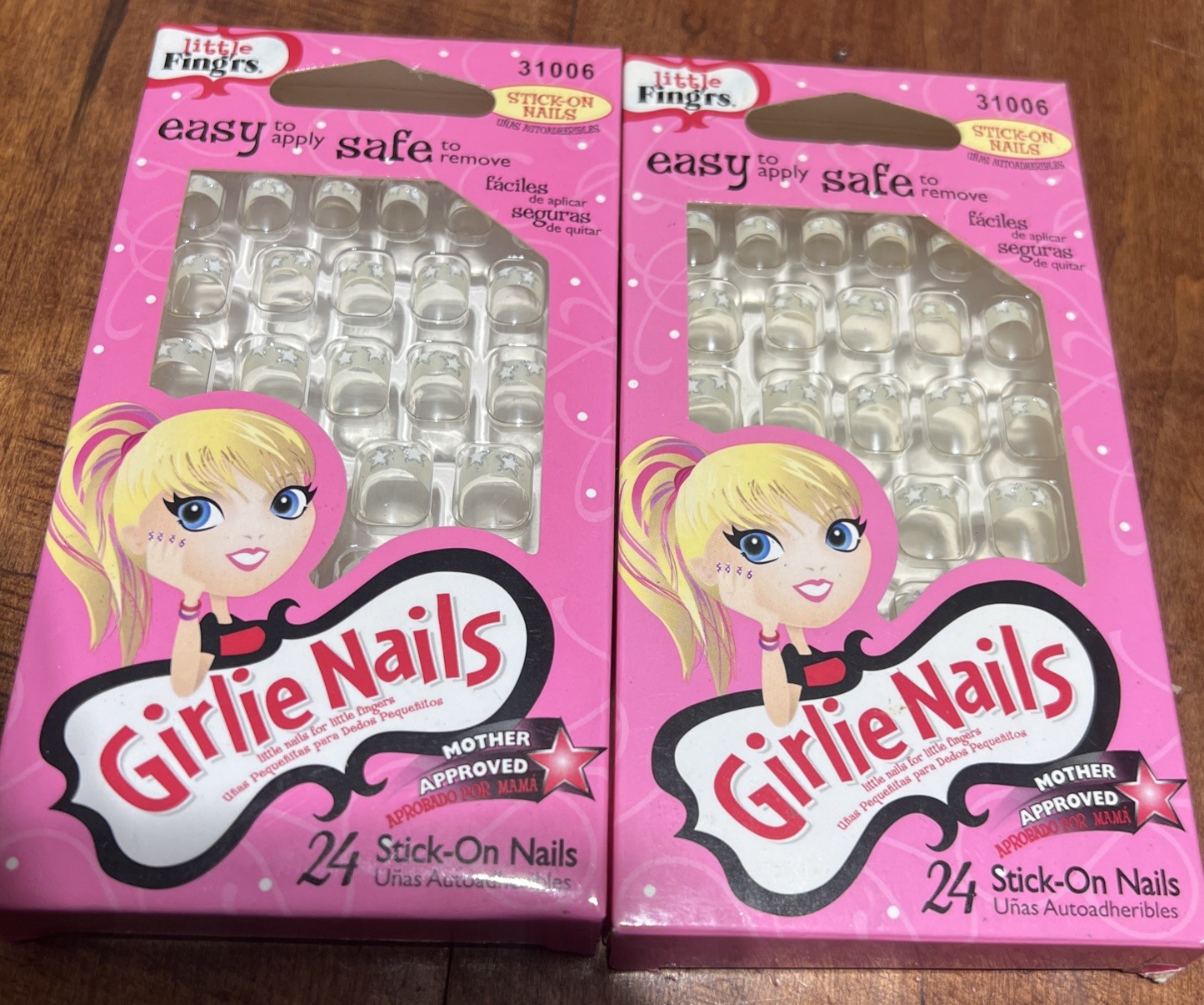 FING’RS Girlie Nails 31006 / 24 Stick-On Nails NIB PACK OF 2