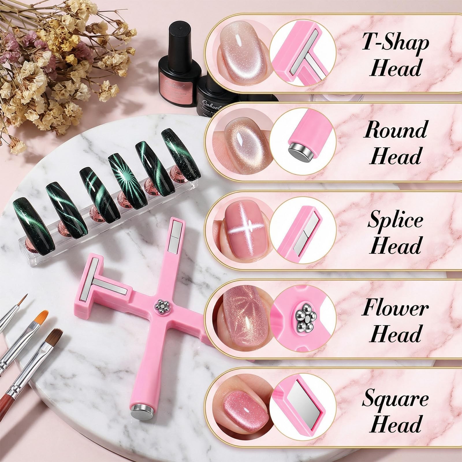 11 Pcs 5 in 1 Cat Eye Magnet Tools Nail Polish Magnet Sticks & Pens Multifunc…