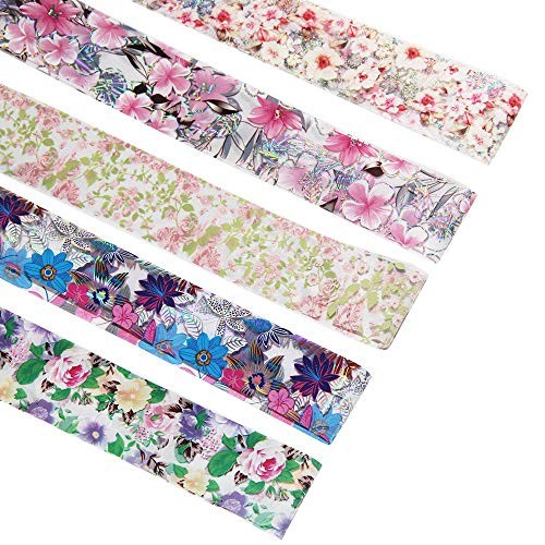 50 Sheets Cheetah Print Nail Foil Stickers Set Solid Color Laser Flower