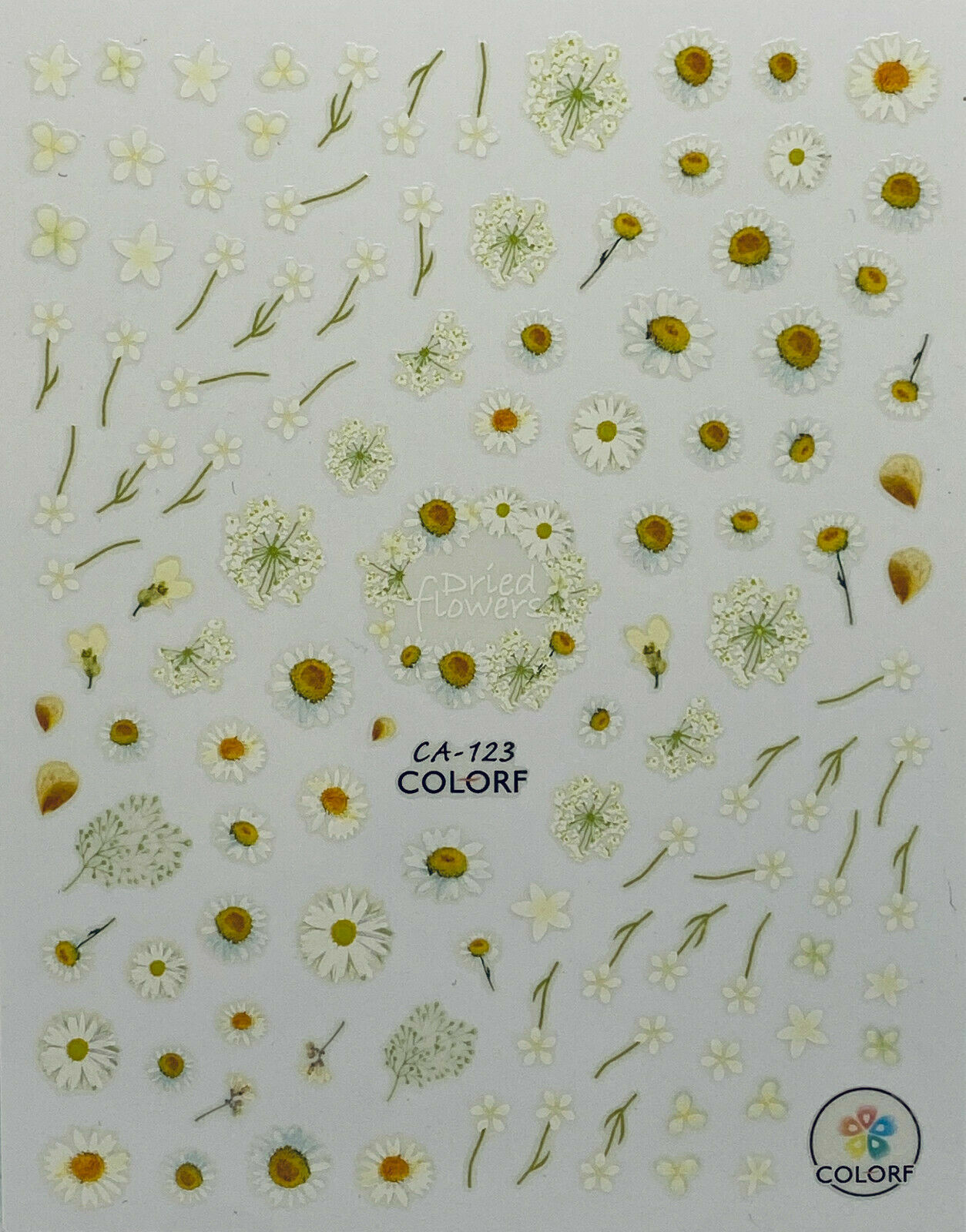 Nail Art 3D Decal Stickers White Daisy Flowers Flower Petals CA123