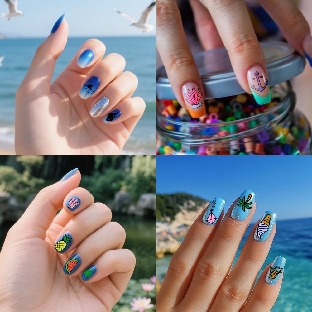 9pcs Ocean Theme Nail Stamping Plates Beach Seashells Seaweed Nail Art Stenci…