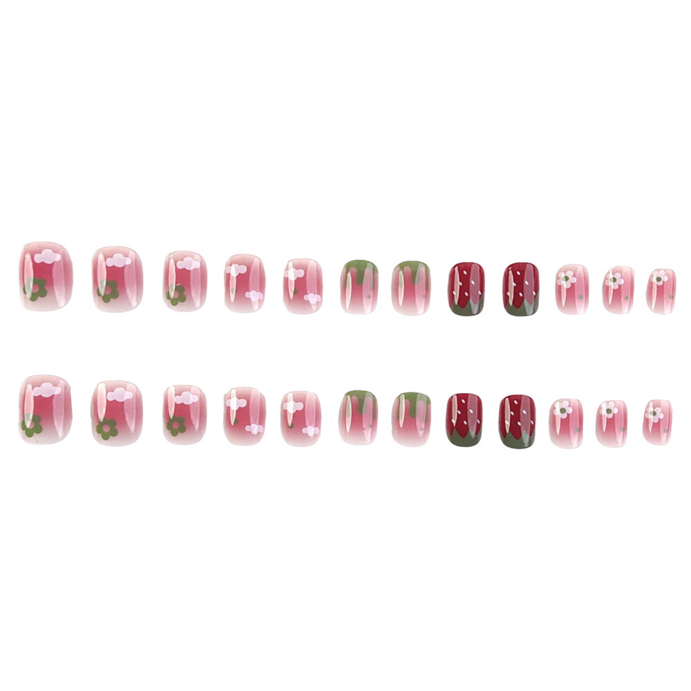 24pcs Short Square Blush Pink Decor Fake Nail Harmless Nails Press On Nails