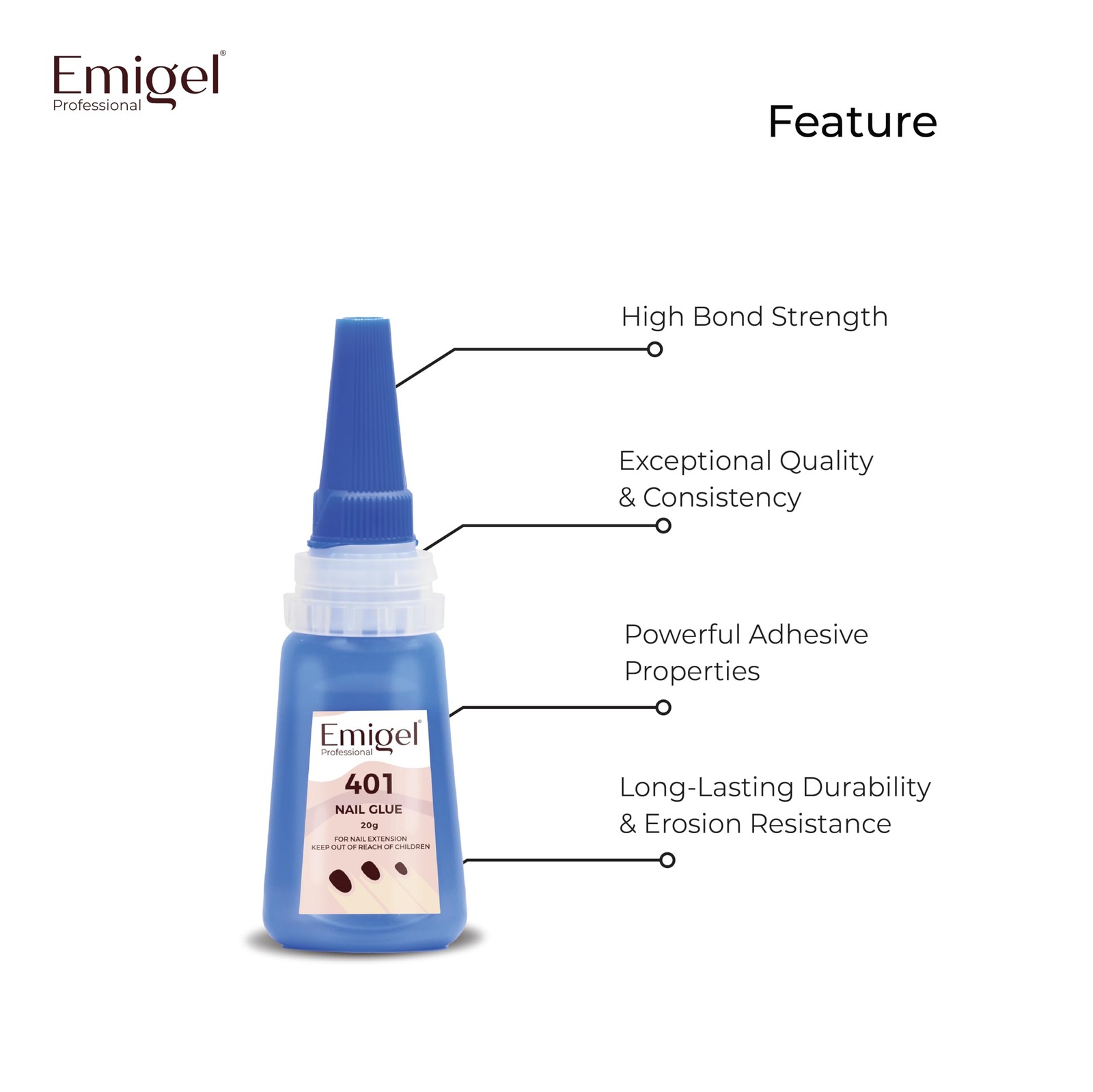 Emigel Professional Nail Glue 20g – Rapid Fix for Artificial Nails