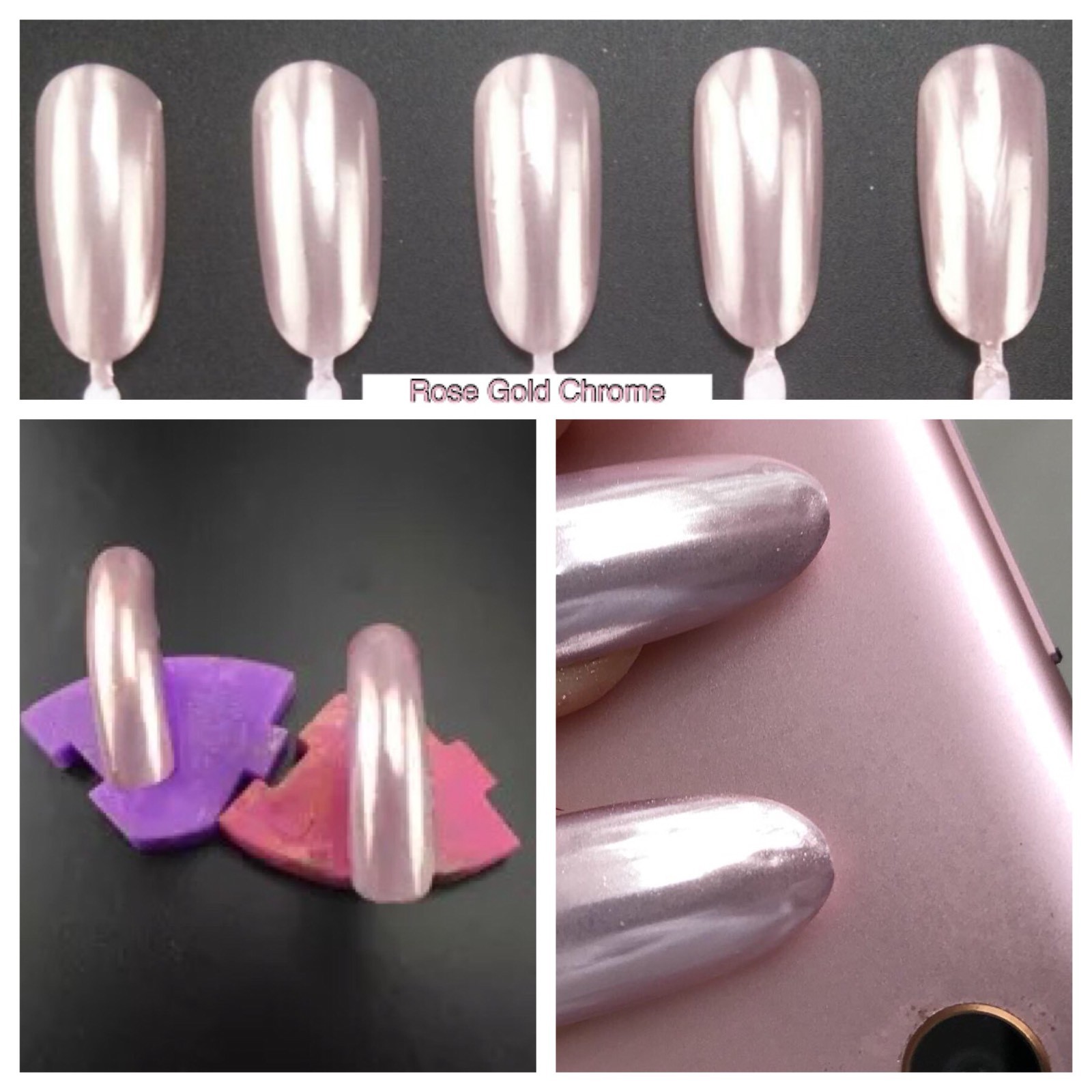NEW ROSE GOLD CHROME 100% Mirror Powder Pink Effect Pigment > Not Bronze! < (R7)