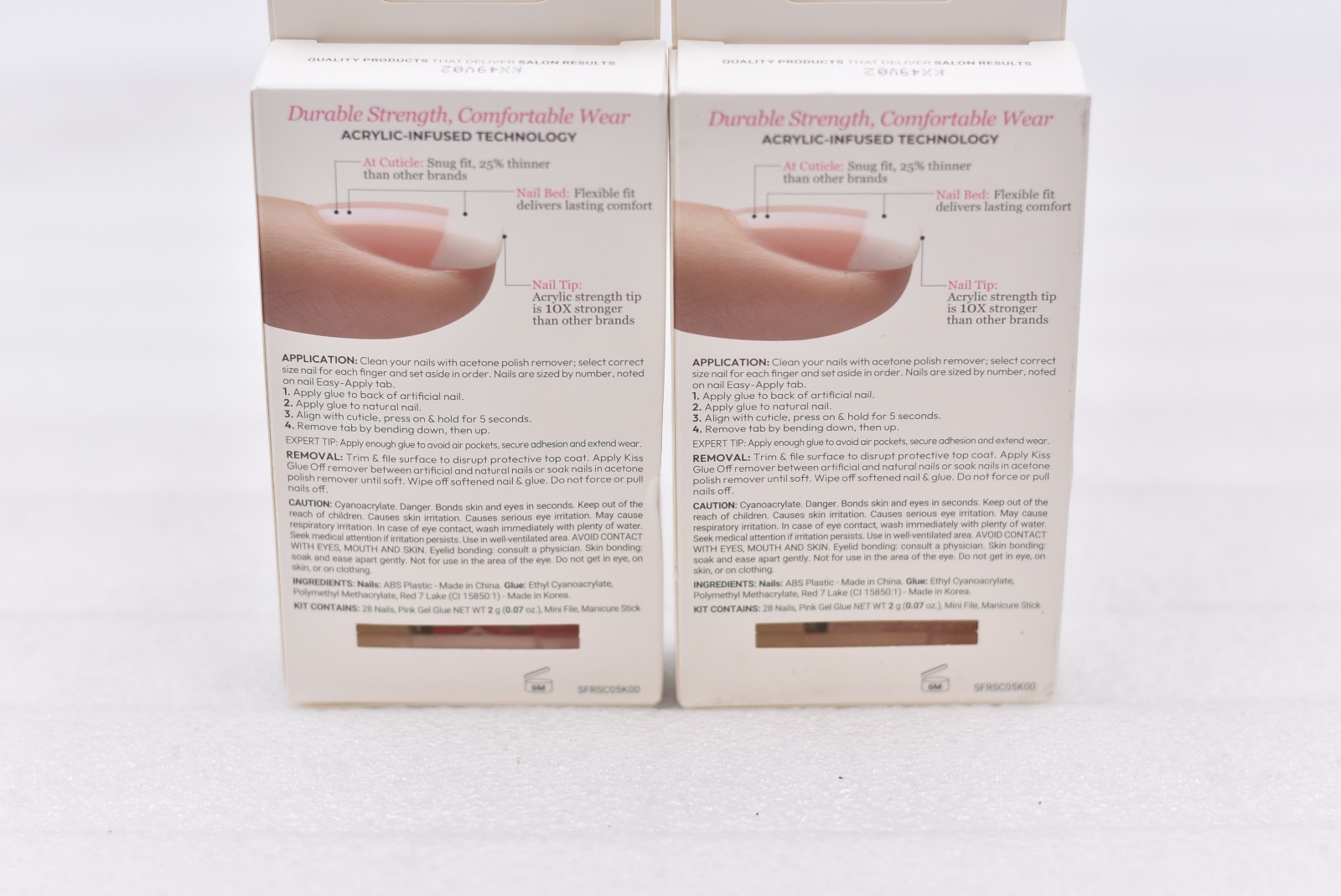 Lot of 2 Kiss Salon Acrylic French KSA11 Real Short Nails – 28 Nails