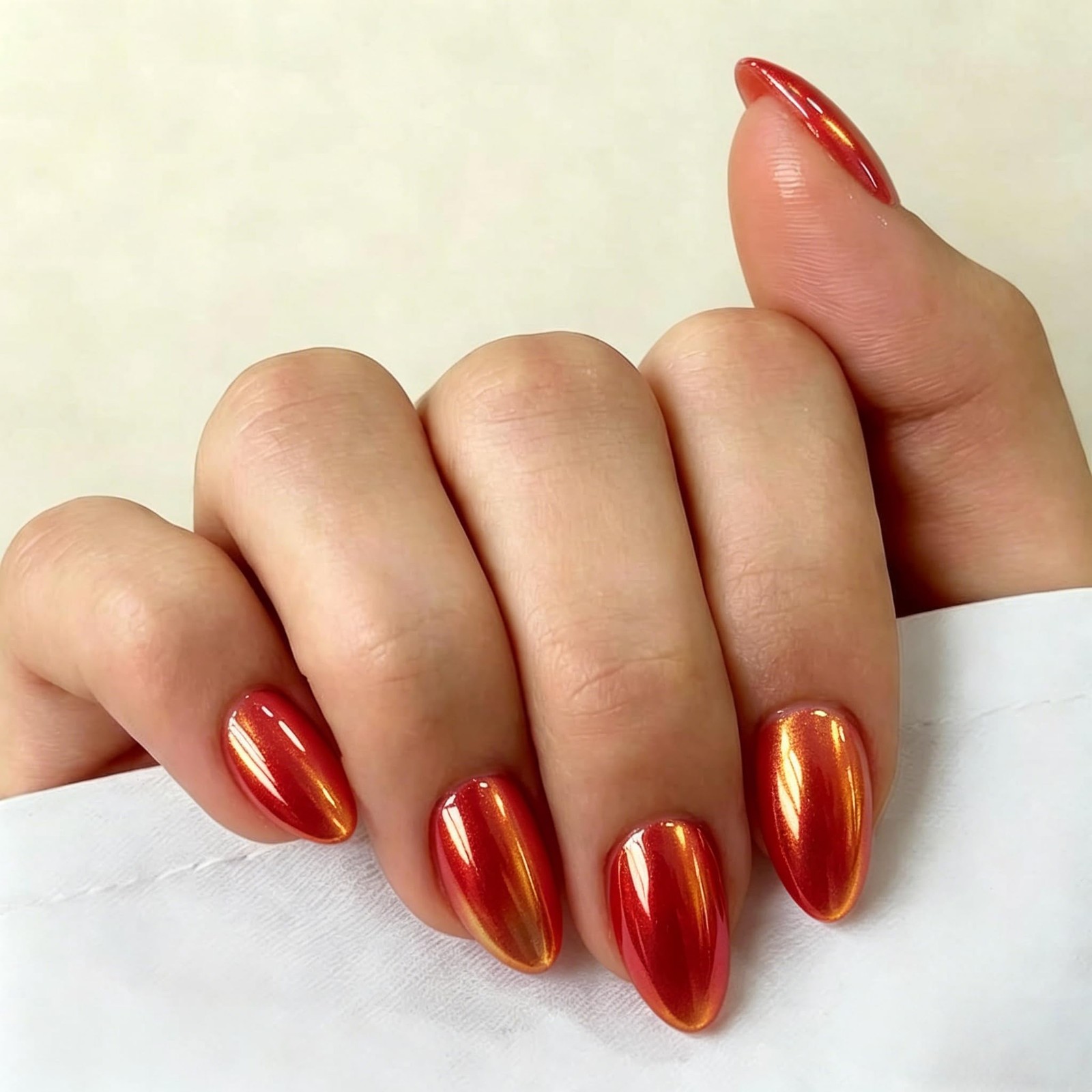 SXVME Short Almond Press On Nails Orange