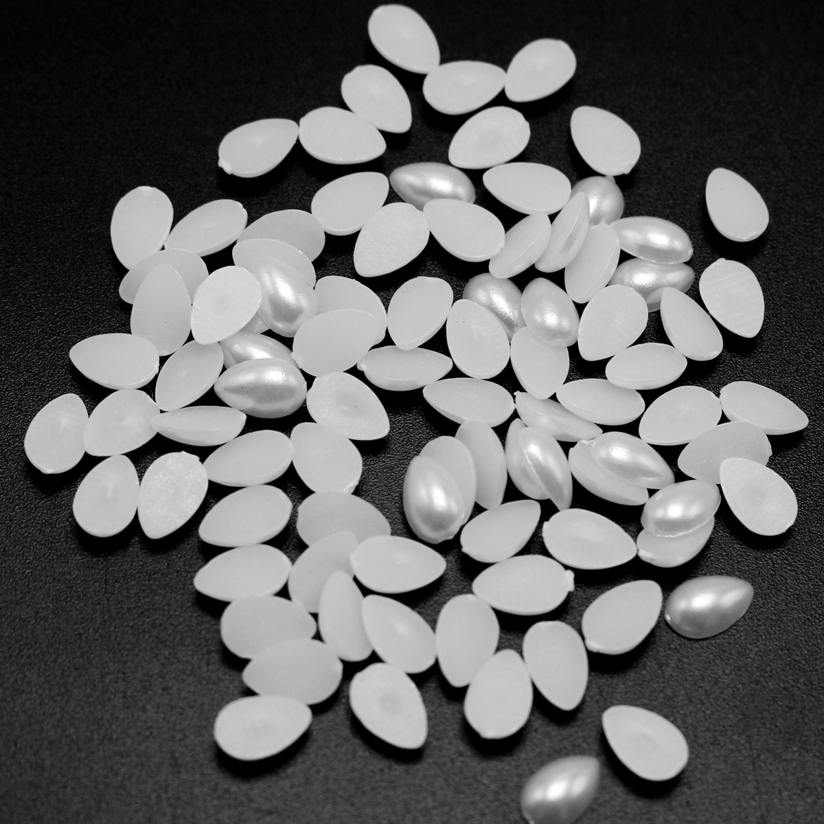 500 Pure White Tear Drop Half Pearl Bead Flat Back Gem 6X8mm Scrapbook Flatback
