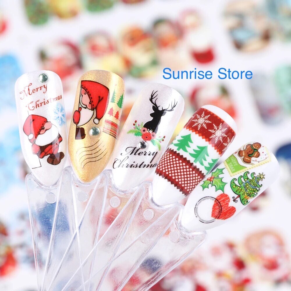 3 Sheets (random) Nail Art Water Transfer Sticker Christmas Santa Snowman Decal