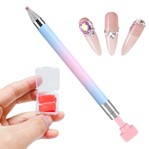 1 PCS Nail Art Rhinestone Picker Pens With 1 Box Spare Silicone Clay Tool