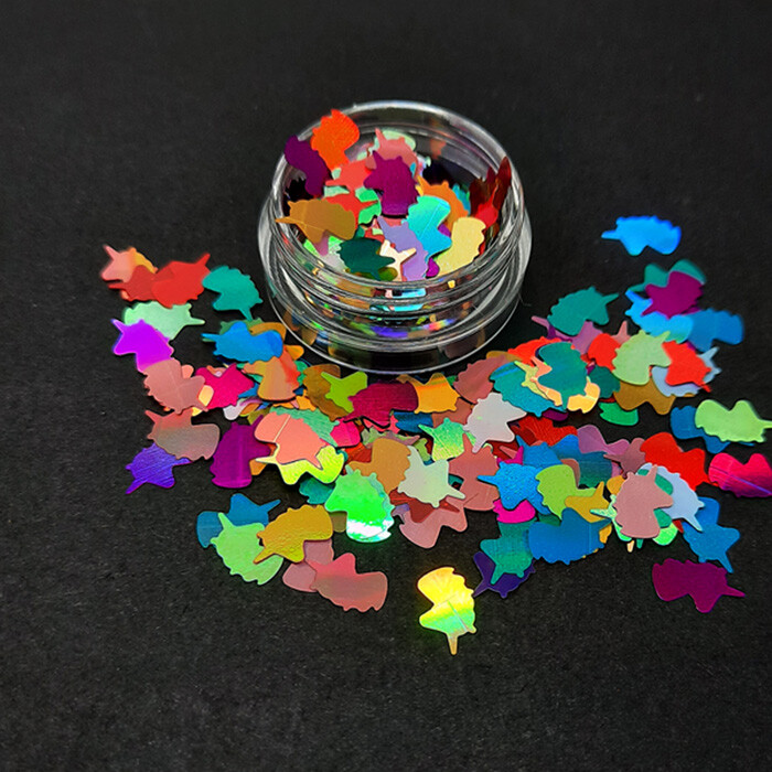 Nail Art Glitter Shapes, Unicorn, Moon, Leaves, Puzzle, Stars, Mickey, UK Seller