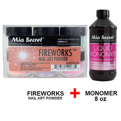 Mia Secret Monomer 8 oz with 6 Colors Set Nail Art Powder Selection (Pick Yours)