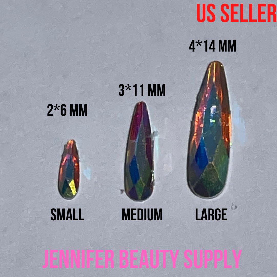 50PCS NAIL ART RHINESTONES GLITTER DIAMOND CRYSTAL GEM 3D TIPS DIY DECORATION