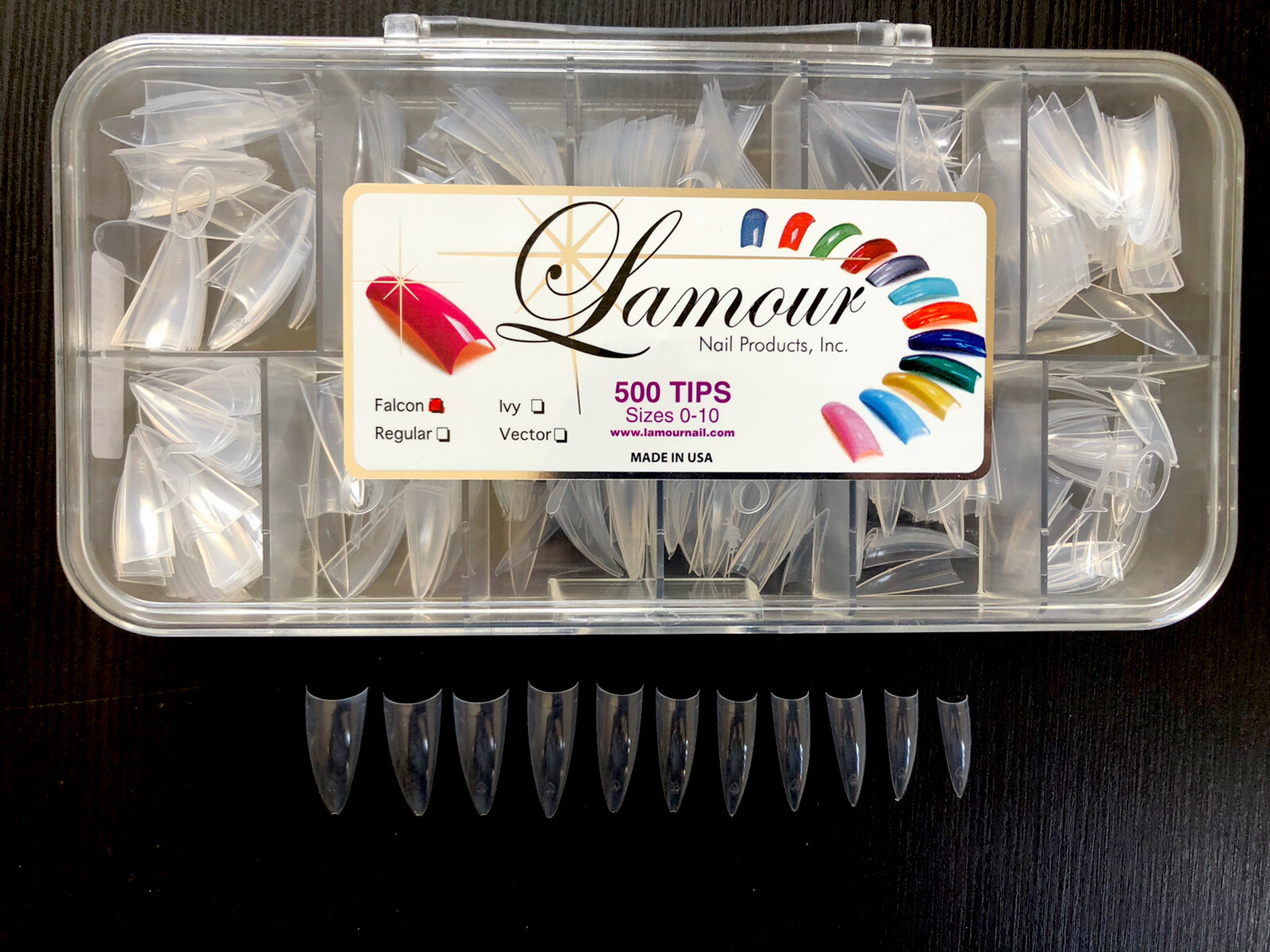 Lamour Falcon (pointy) Nail Tips – CLEAR Nail Tips – Box 500 tips USA