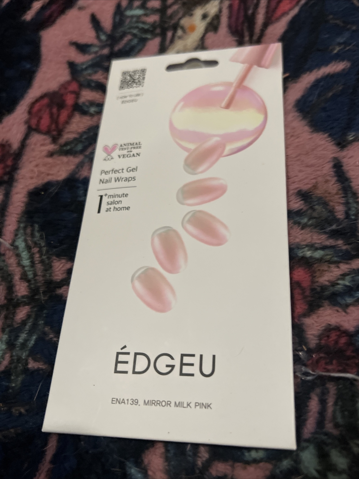 Perfect Gel Nail Wraps, ENA139, Mirror Milk Pink Recipe, 16 Piece Strips Set