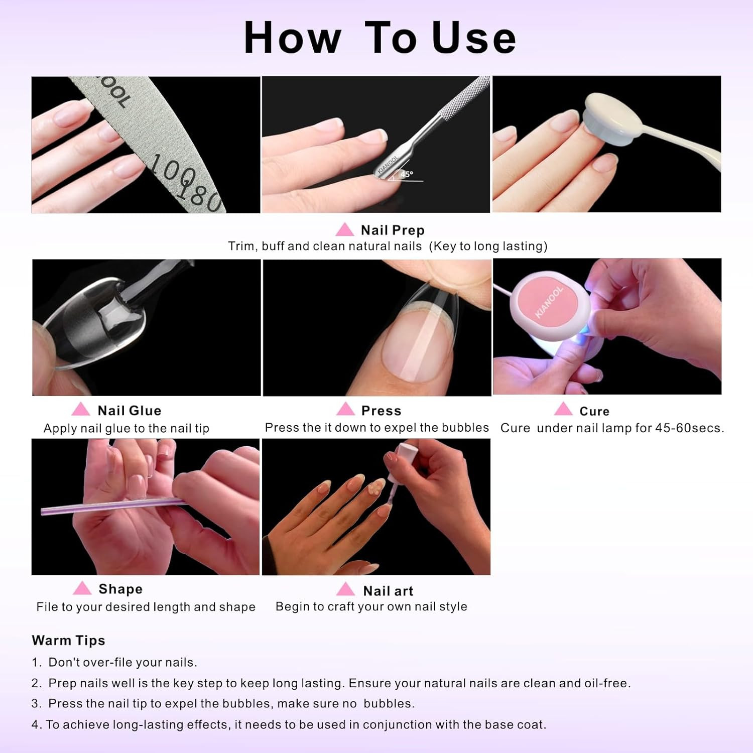 Gel X Nail Kit Almond, 552Pc Short Nail Tips with U V Lamp, 5 in 1 UV Glue | Pre