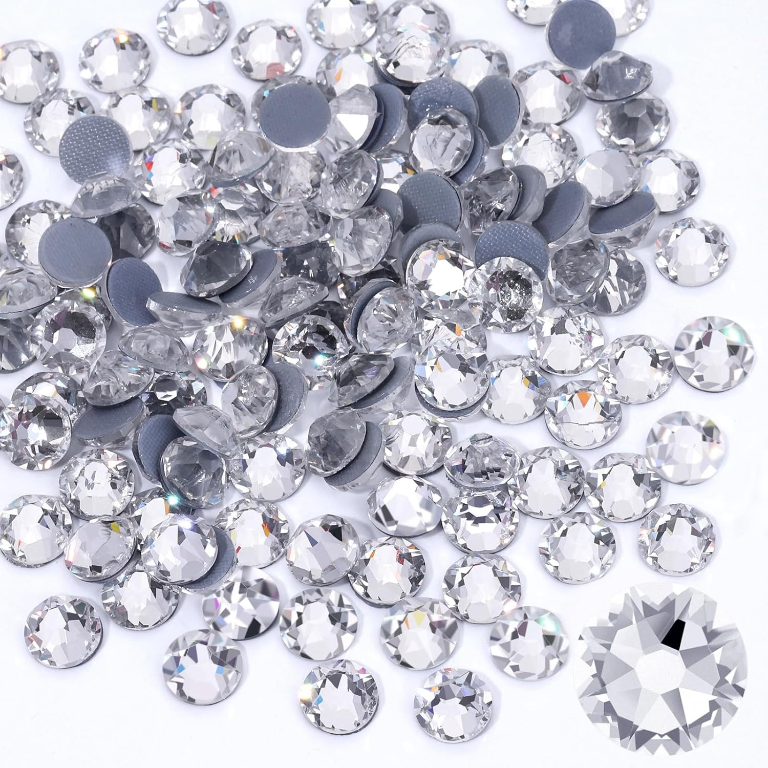1440-Pack Clear Hotfix Rhinestones, Round Iron-On Crystals for Fabric & Crafts,