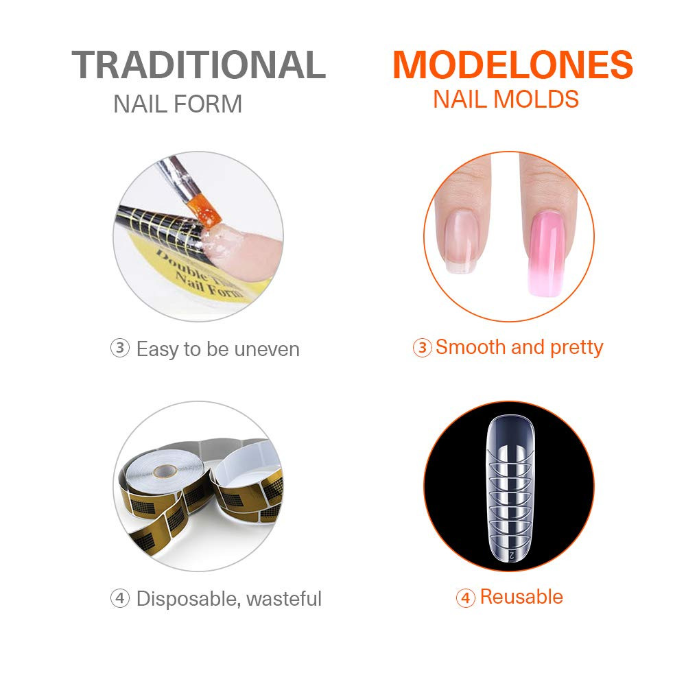 Poly Extension Gel Dual Nail Form 120Pcs Coffin Nails Clear Ballerina Nail Tips