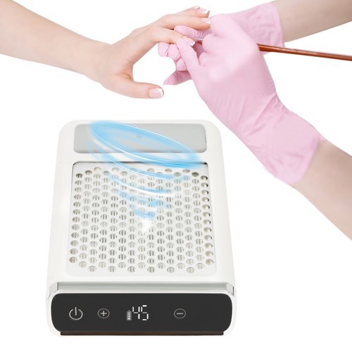 Nail Dust Vacuum Cleaner 4500rpm Adjustable Suction Nail Dust Collector LCD 80W