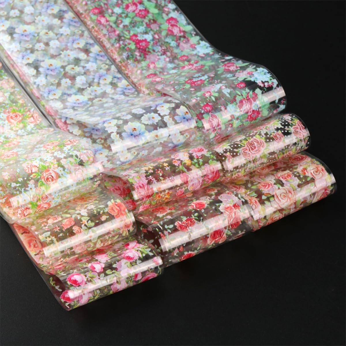 10 Rolls Flower Nail Art Foil Transfer Stickers Vintage Rose Floral Nail Foil Sh