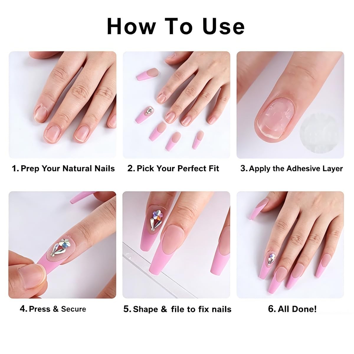 DZPGUONIZ 24pcs Short Square Press on Nails French Tip Fake Short, Multicolor
