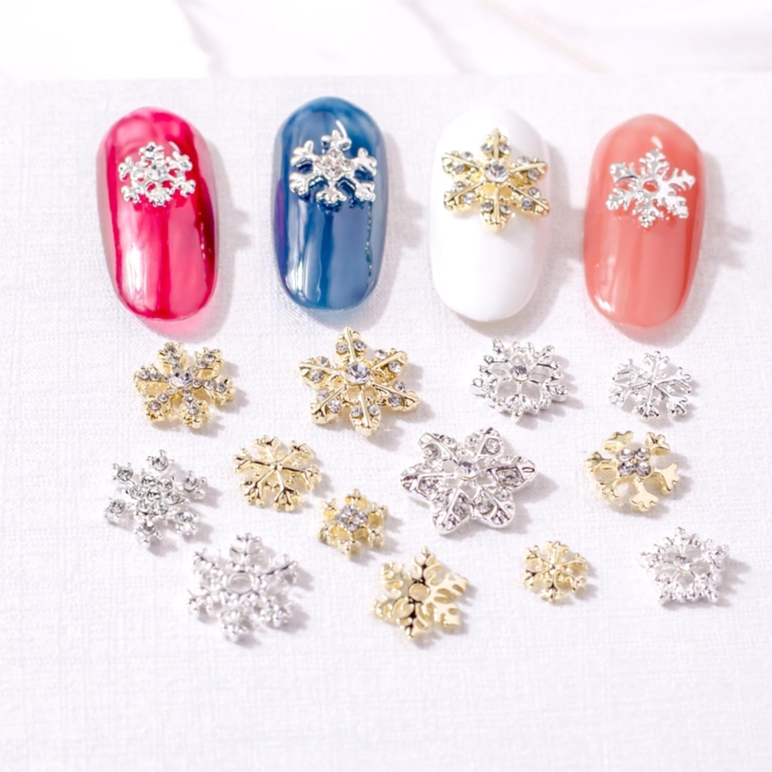 36 Pcs Bow Nail Art Charms 3D Alloy Bow Nail Charms Silver Gold Nail Rhinestones