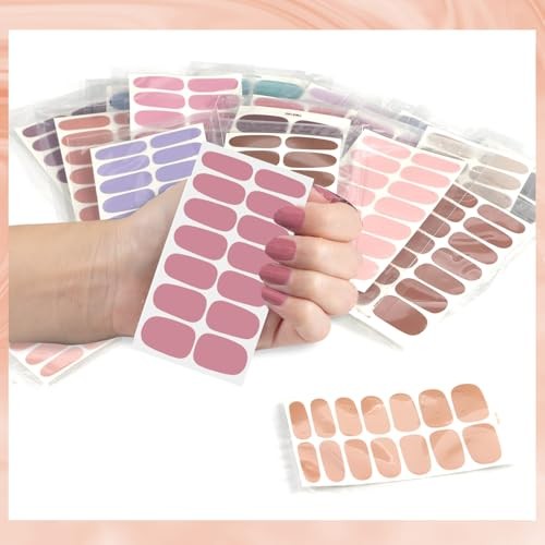 20 Sheets Nail Stickers Full Nail Wraps Nail Polish Strips Light Solid Color