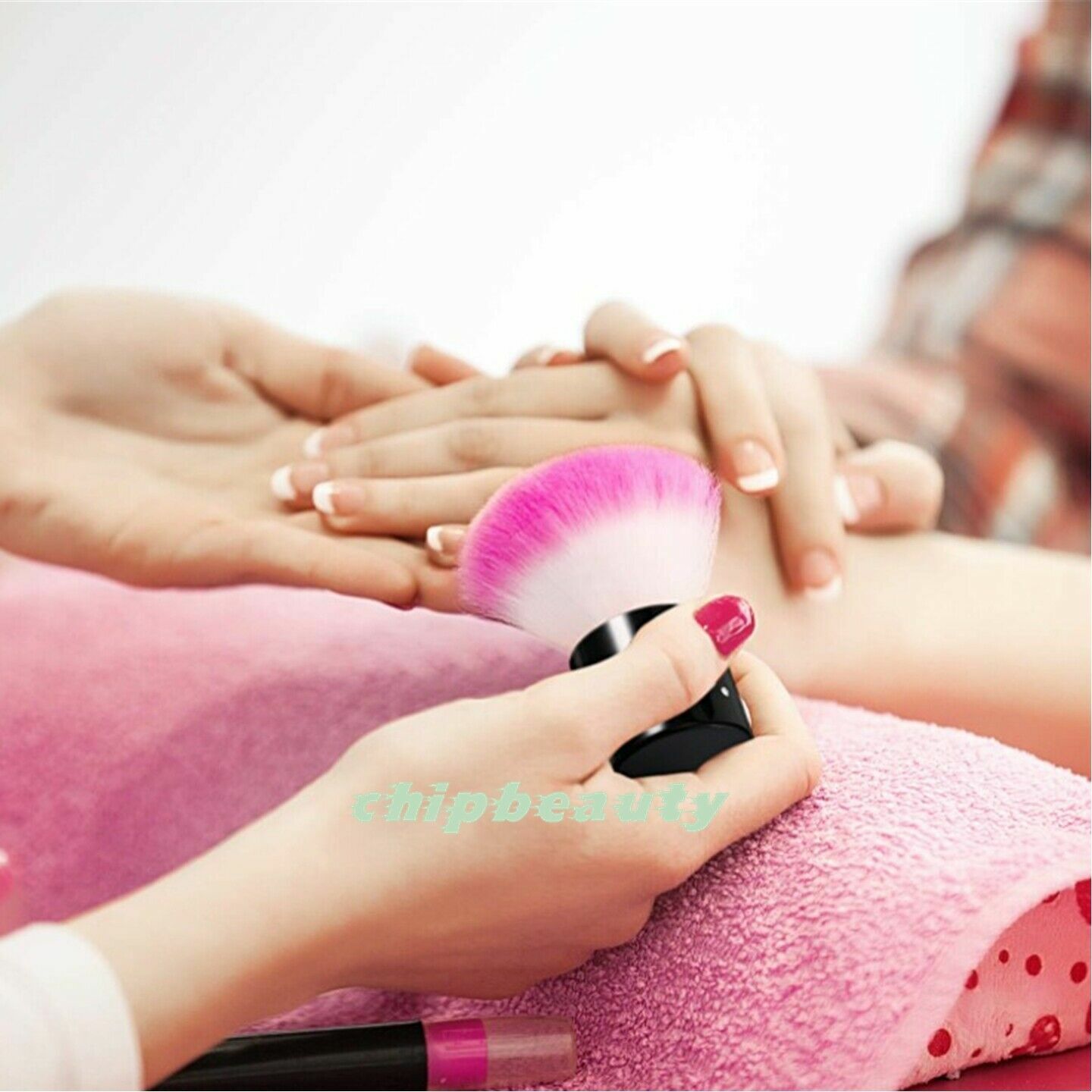 Makeup Nail Art Dust Brush Remover Manicure Acrylic Powder -White Red Hair