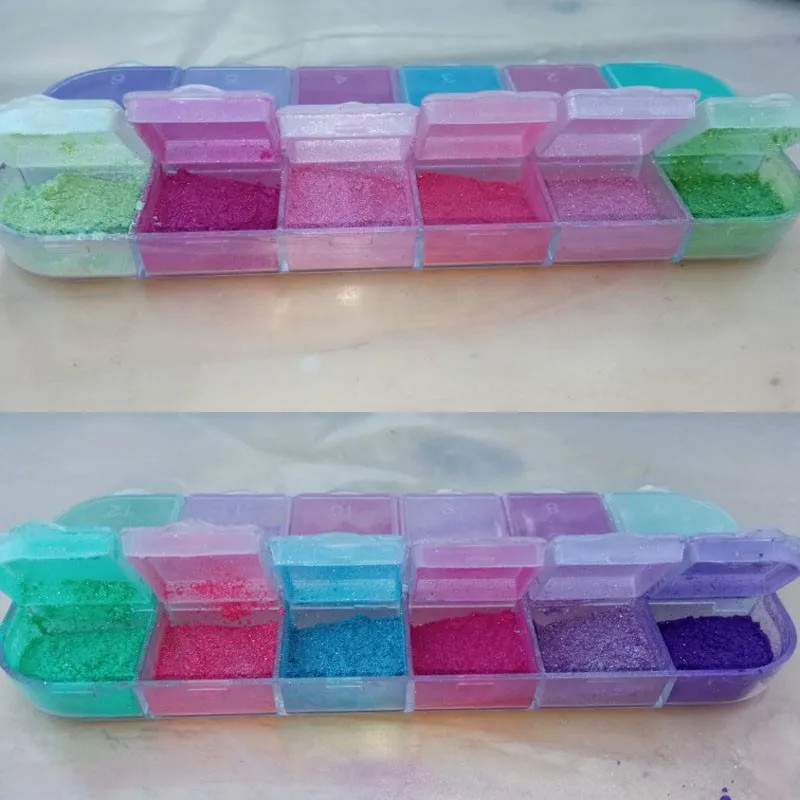 12 Grids Mirror Effect Mermaid Nail Powder Holographic Pearl Chrome Pigment Fine