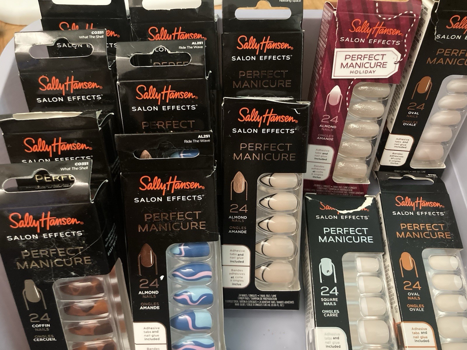 Huge Mixed Lot of 13 Sally Hansen Perfect Manicure Press On Nails Needing Space