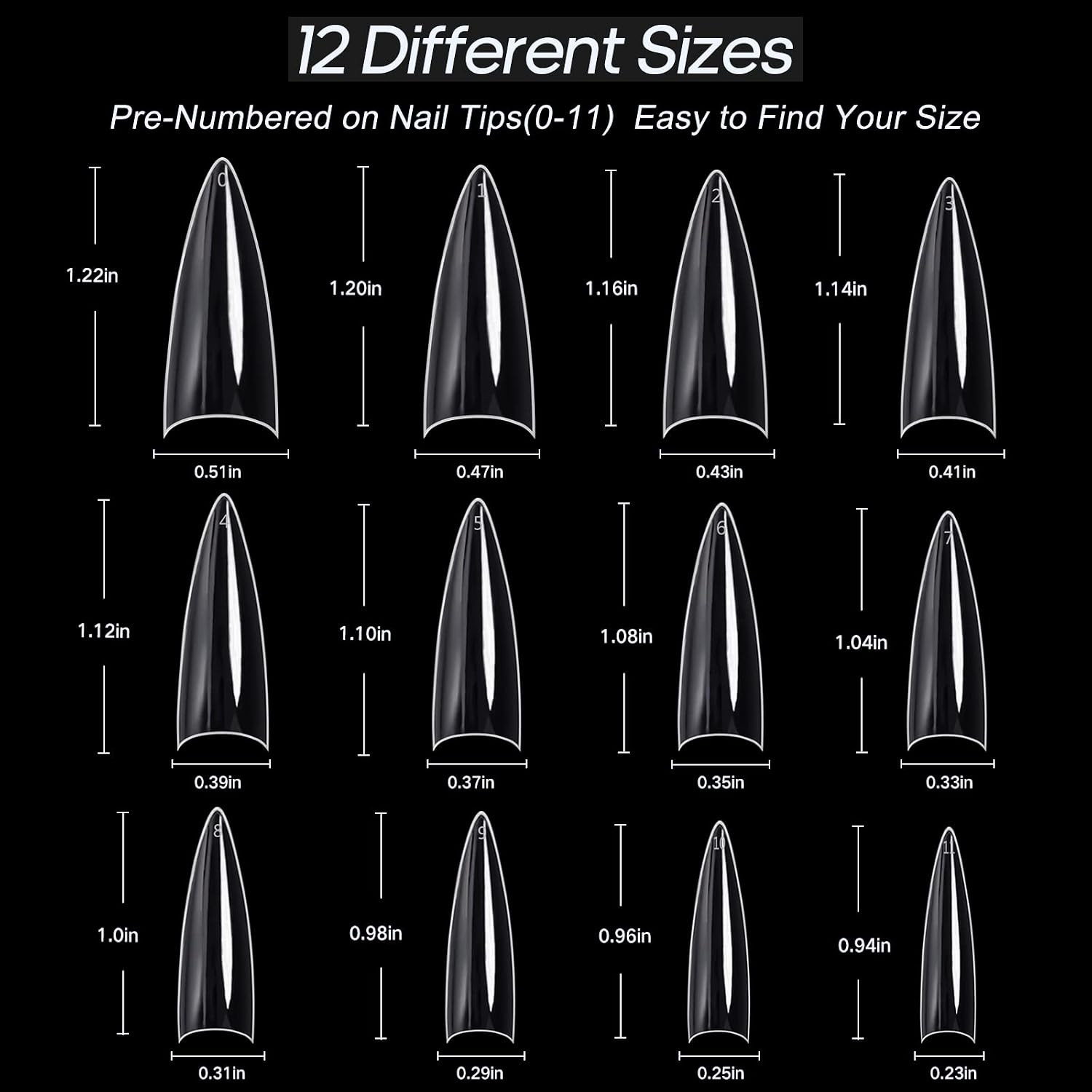 120PCS Short Stiletto Nail Tips, Half Cover Soft Gel False Nails | Half Cover Al