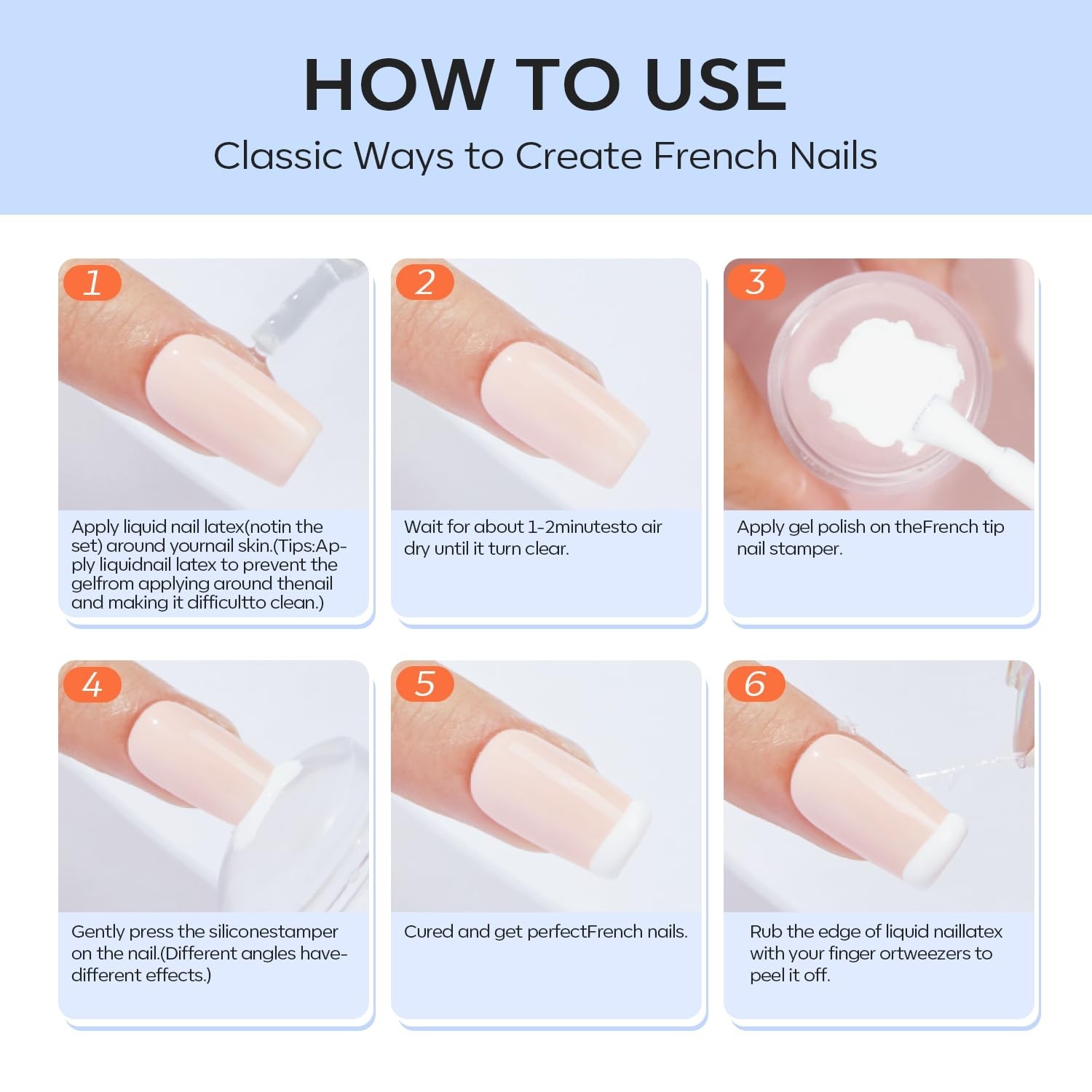 French Tip Tool- 6 Pcs Nail Stamp French Manicure Kit Suitable for DIY Togeth…