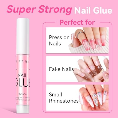Makartt Nail Glue for Press On Nails, Fast Air Dry No UV Lamp, Strong Bond for