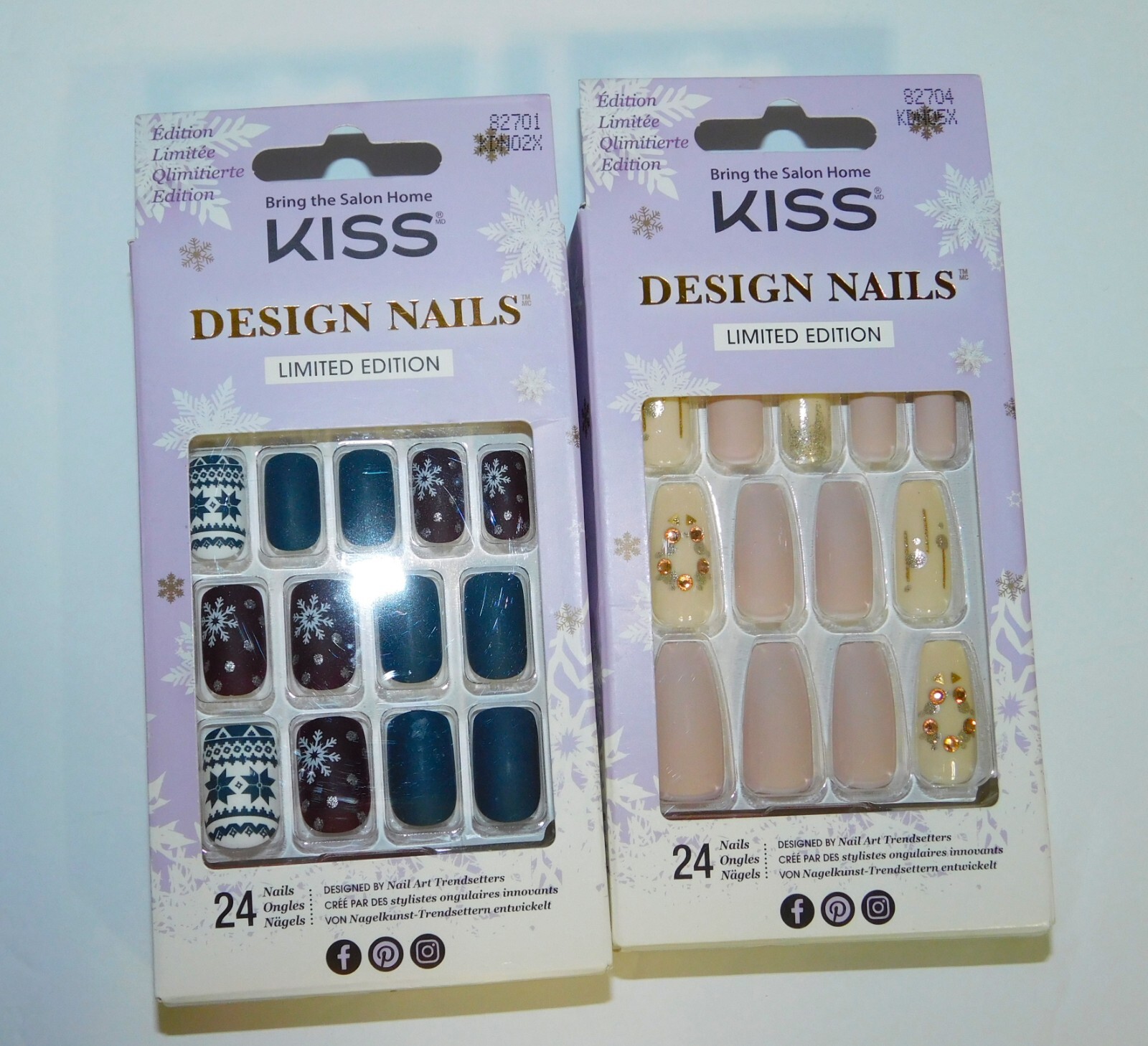 Kiss LOT Of 5 NEW Boxes PRESS ON NAILS Limited Ed Gel Fantasy Voguish Fantasy