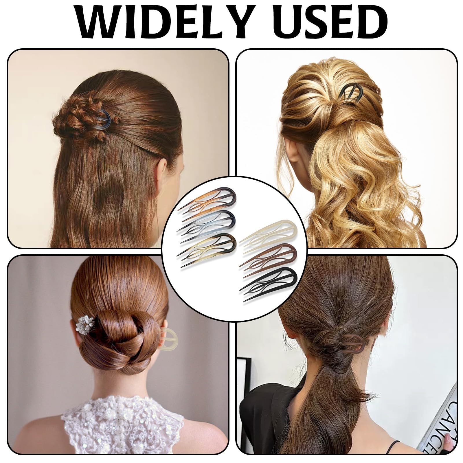 6Pcs French Hair Clips, U Shaped Pin 1 Count (Pack of 6),