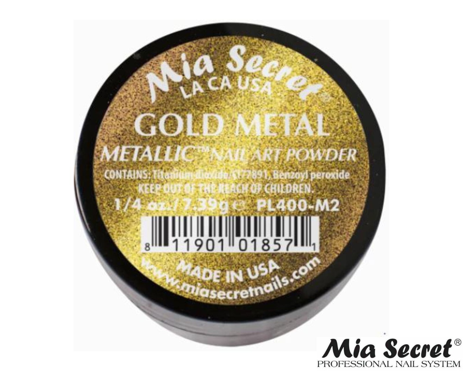 MIA SECRET Nail Art Powder 1/4oz- Gold Metal (METTALIC COLLECTION)