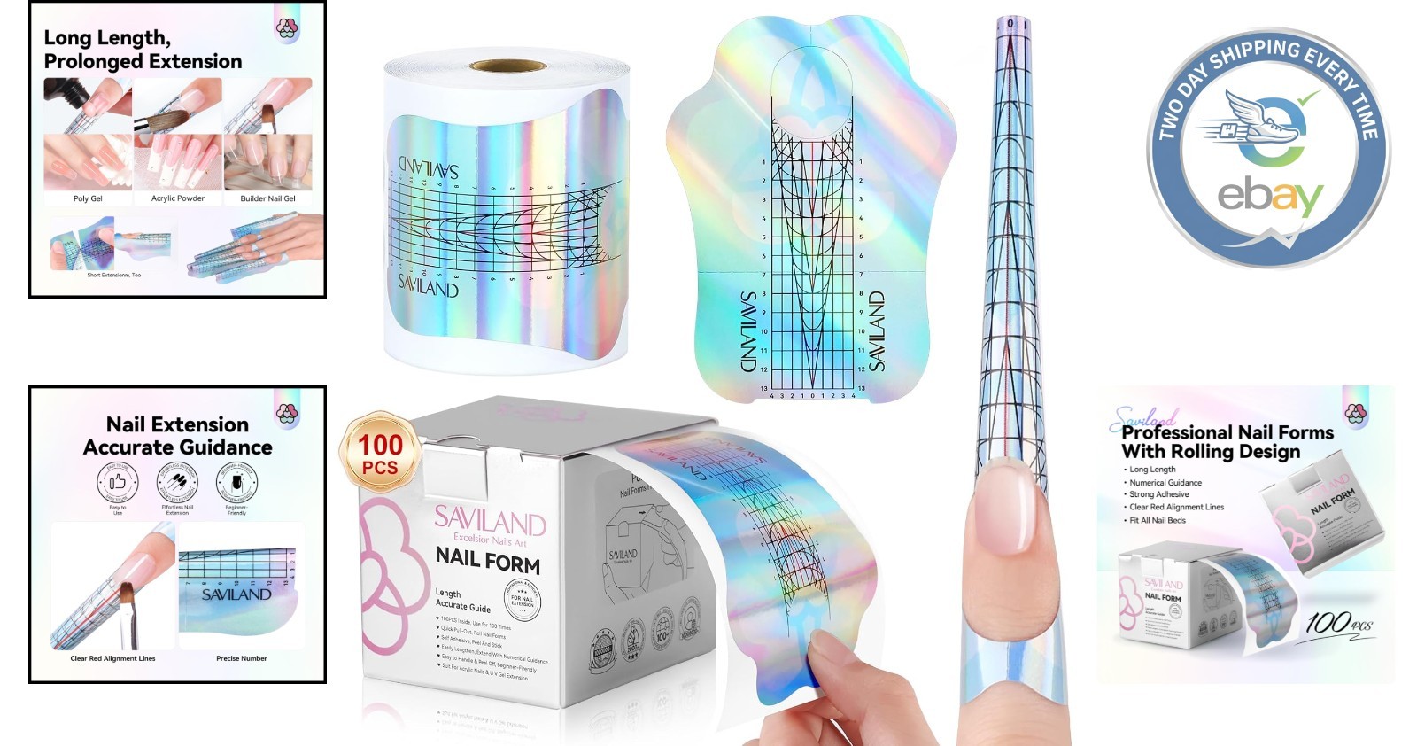 Long-Length Self-Adhesive Nail Forms with Clear Guidance for Easy Application