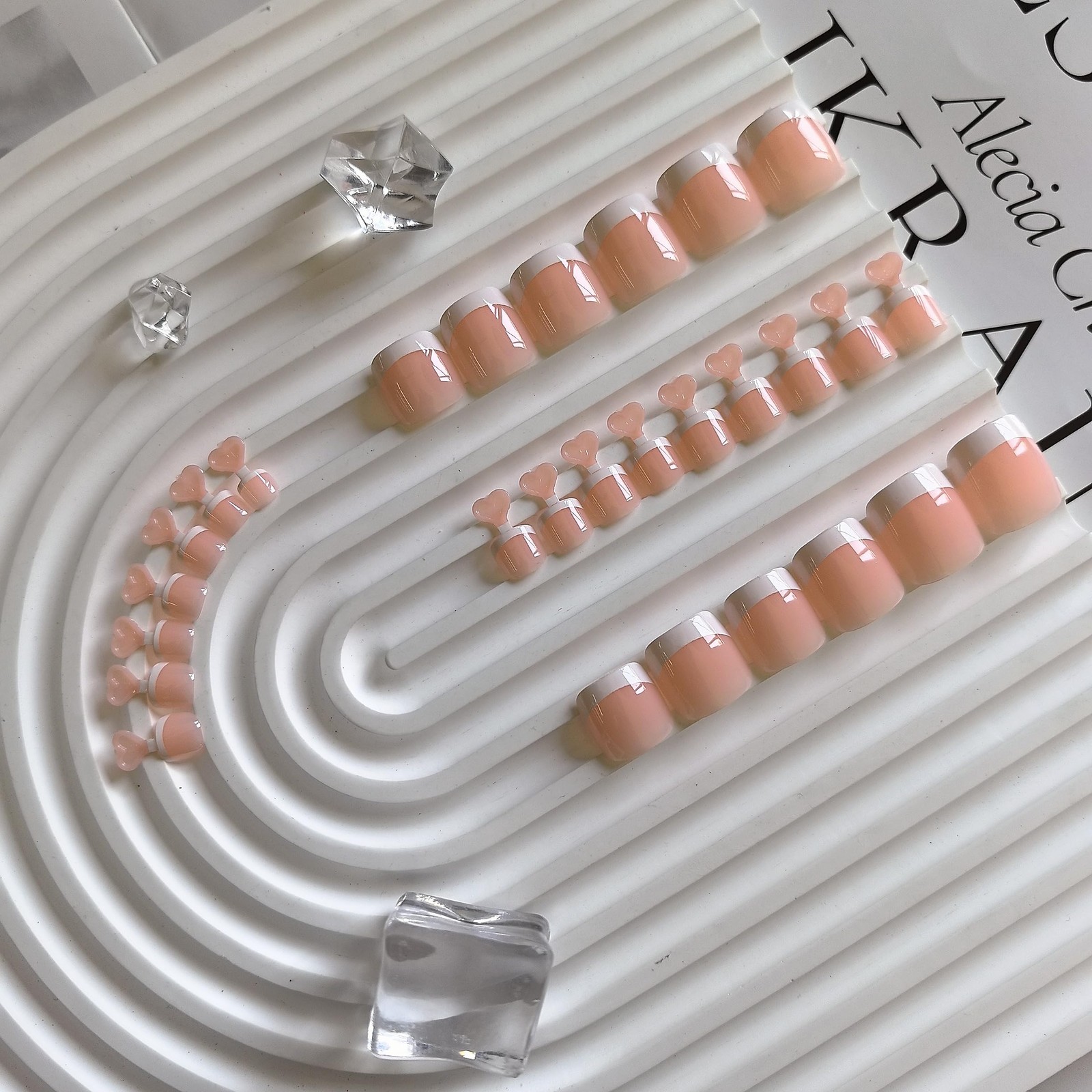 30 Pcs White French Tip Toe Press on Nails Short Square, Glossy Soft Gel Fake…