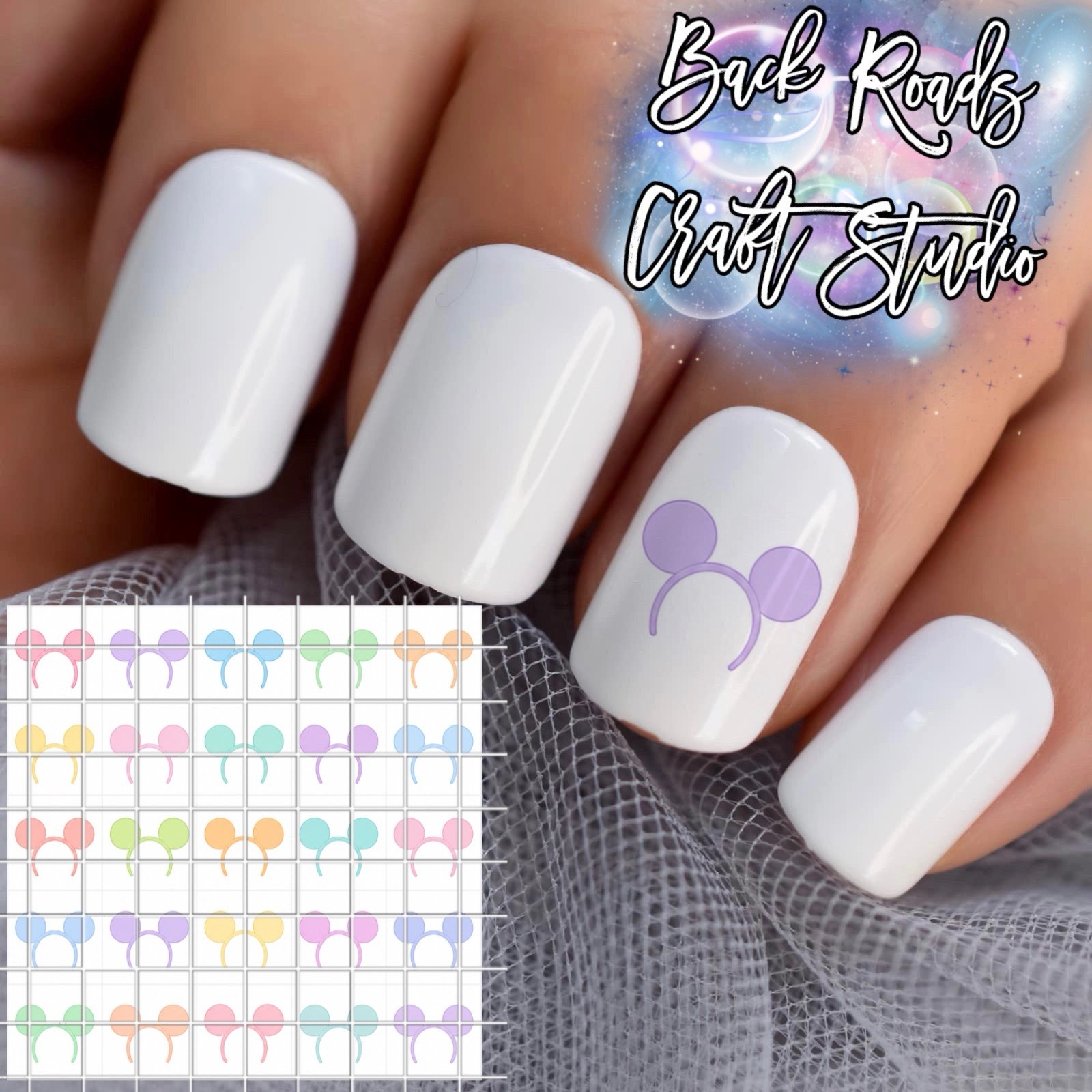 Mickey Mouse Ears Waterslide Finger Nail Decals Instructions Bonus set of 50 JM