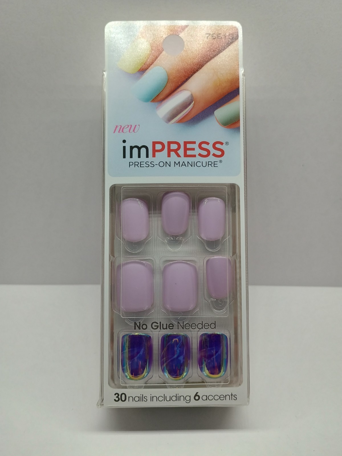 Kiss Impress Press-on Purple Holographic Manicure Nails – Wildflowers (1)