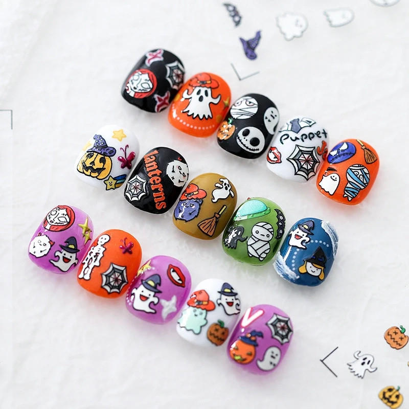 Halloween Ghost & Pumpkin Nail Stickers – 3 Styles (360)